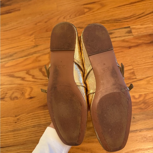 ZARA Gold Ballet Flats Size 38 7.5-8 - Picture 5 of 5